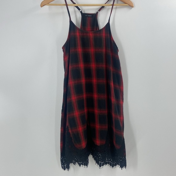 Blu pepper red and black plaid racer back gothic black lace trim dress - Picture 1 of 14